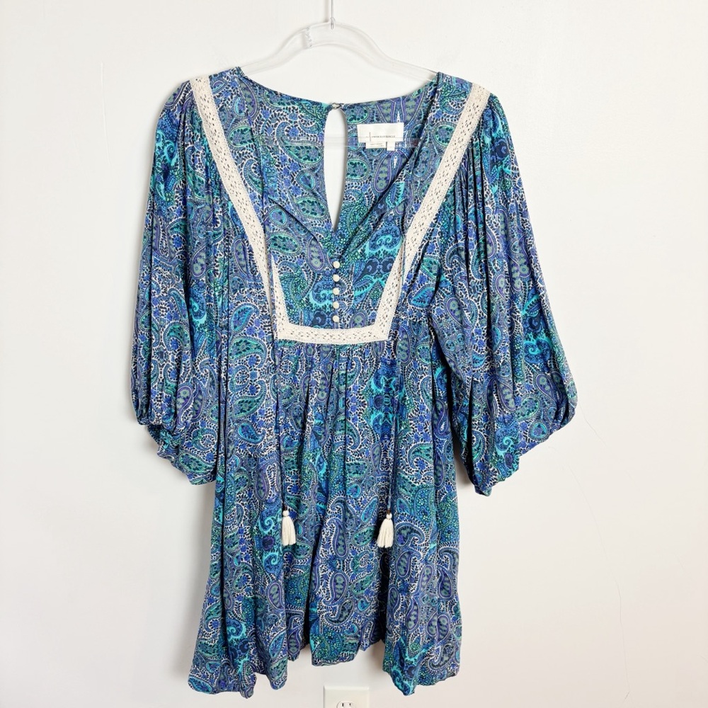 Anthropologie Lissa Romper Blue Paisley Motif Size Small